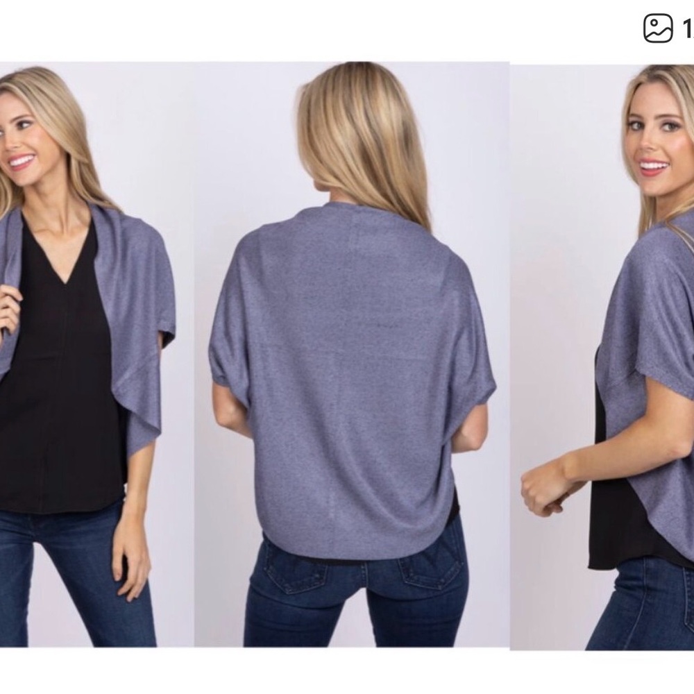 NIC+ZOE shimmer  Blue Open Cacoon Cardigan